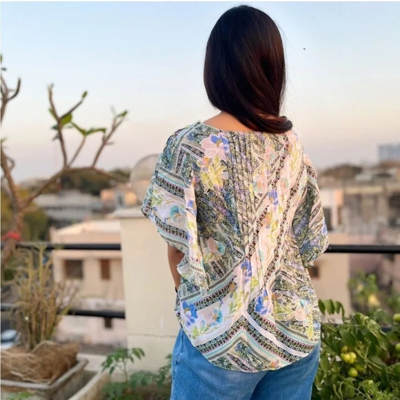 Anthropologie Maeve Blouse Ruffle Sleeve Floral Flowy 2 Maya - Picture 4 of 11
